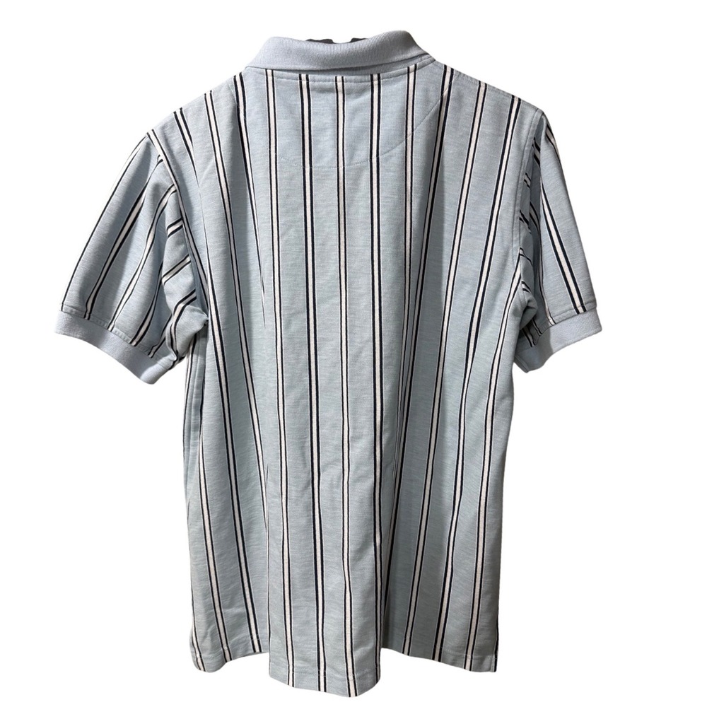 Vintage Haband Casual Joe Mens Med Blue Striped Short Sleeve Polo Shirt Pocket - Picture 5 of 8